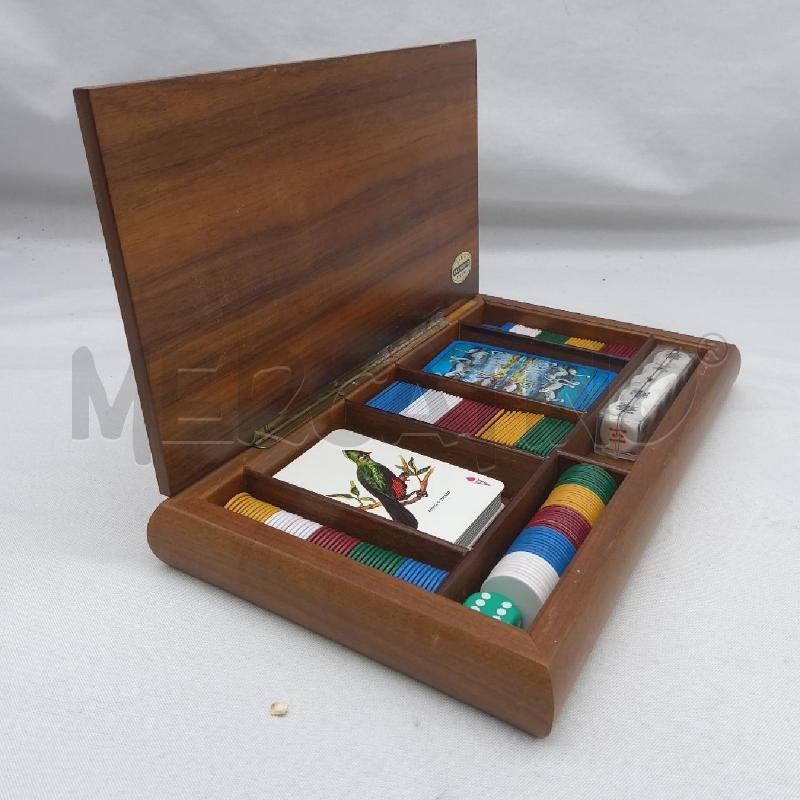 CARTE DA GIOCO COFANETTO LEGNO E FISH | Mercatino dell'Usato San maurizio canavese 5