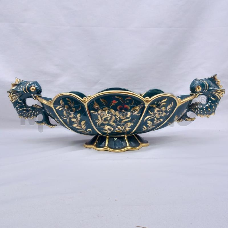 CENTROTAVOLA OVALE CERAM FIRENZE VERDE ORO 2 MAN PERCI AMORFI | Mercatino dell'Usato San maurizio canavese 5