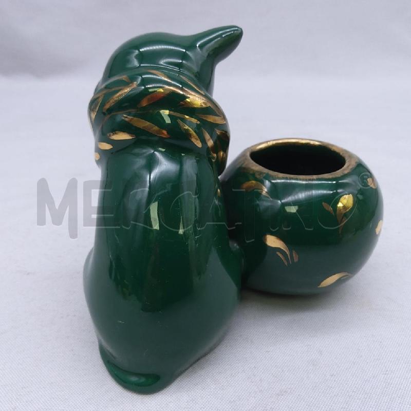 CERAMICA VASETTO CON CAGNOLINO VERDE ORO | Mercatino dell'Usato San maurizio canavese 2