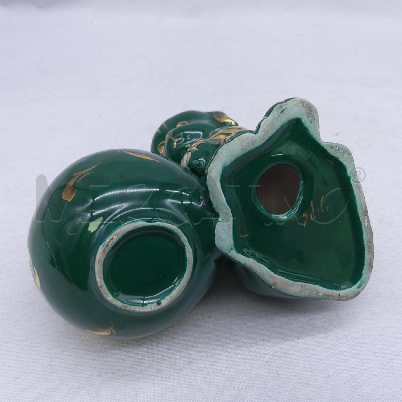 CERAMICA VASETTO CON CAGNOLINO VERDE ORO | Mercatino dell'Usato San maurizio canavese 4