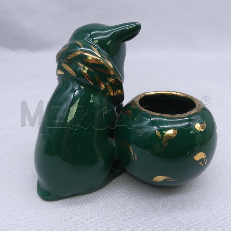 CERAMICA VASETTO CON CAGNOLINO VERDE ORO | Mercatino dell'Usato San maurizio canavese 5