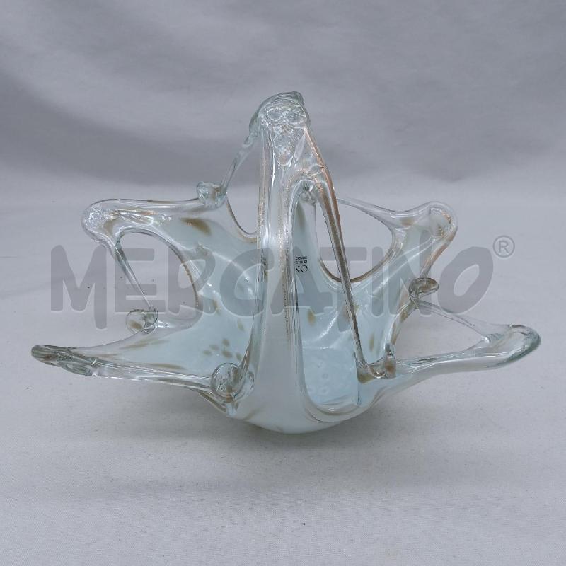 CESTINO VETRO MURANO BIANCO MACCHIE ORO | Mercatino dell'Usato San maurizio canavese 1