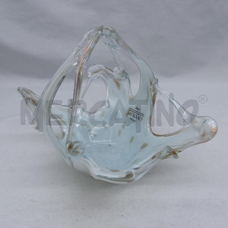 CESTINO VETRO MURANO BIANCO MACCHIE ORO | Mercatino dell'Usato San maurizio canavese 2