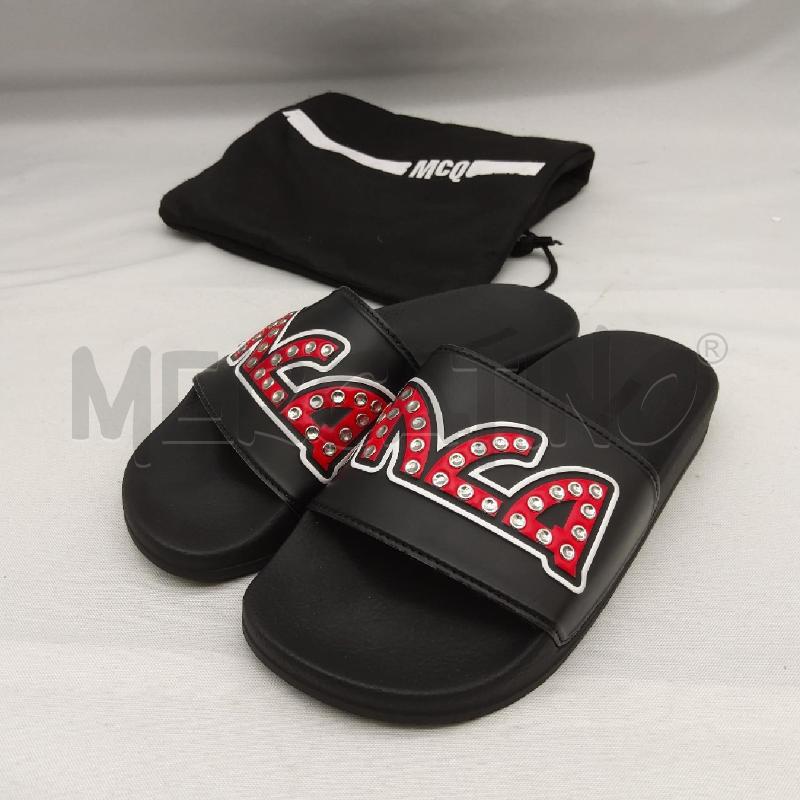 CIABATTE DONNA ALEXANDER MCQUEEN NERO LOGO ROSSO BORCHIETTE  | Mercatino dell'Usato San maurizio canavese 1