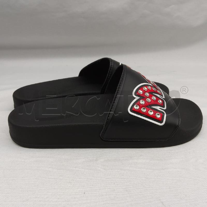 CIABATTE DONNA ALEXANDER MCQUEEN NERO LOGO ROSSO BORCHIETTE  | Mercatino dell'Usato San maurizio canavese 3