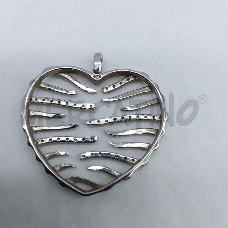 CIONDOLO ARGENTO CUORE RIGHINE STRASS  | Mercatino dell'Usato San maurizio canavese 2