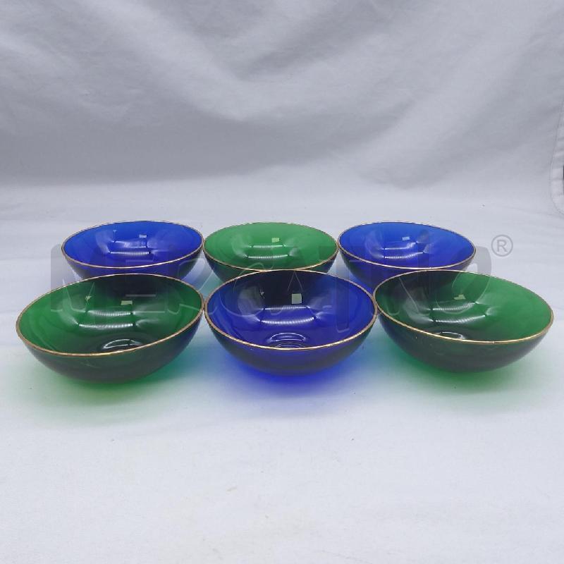 CIOTOLE PZ. 6 VETRO VERDE/BLU BORDO ORO | Mercatino dell'Usato San maurizio canavese 1