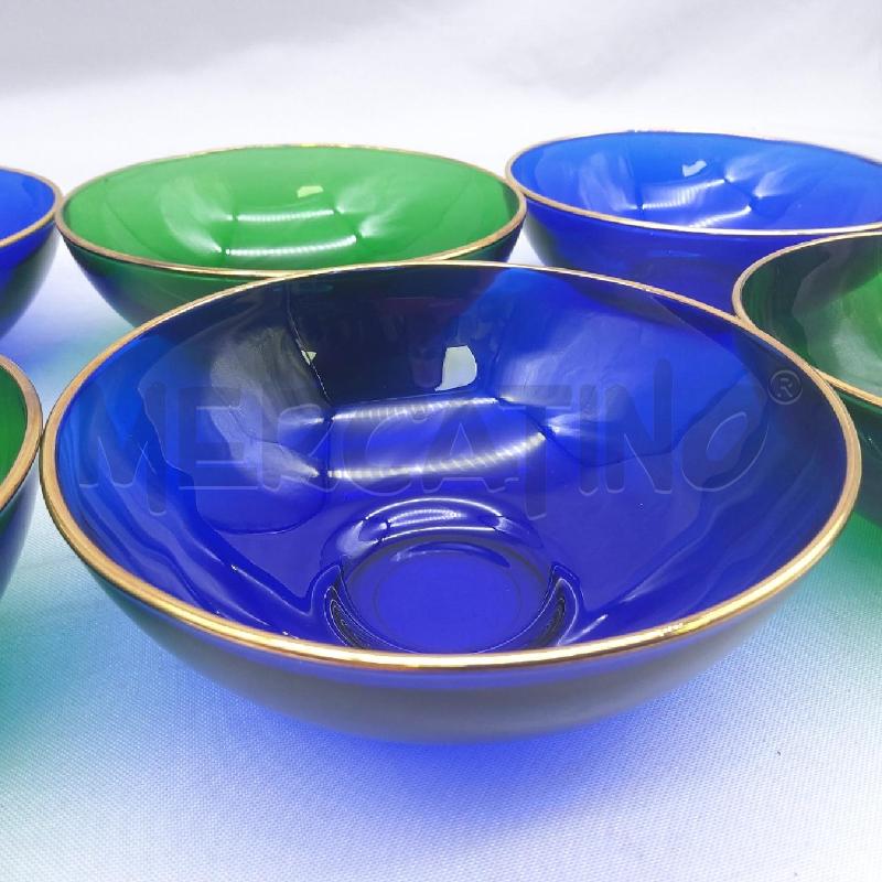 CIOTOLE PZ. 6 VETRO VERDE/BLU BORDO ORO | Mercatino dell'Usato San maurizio canavese 2