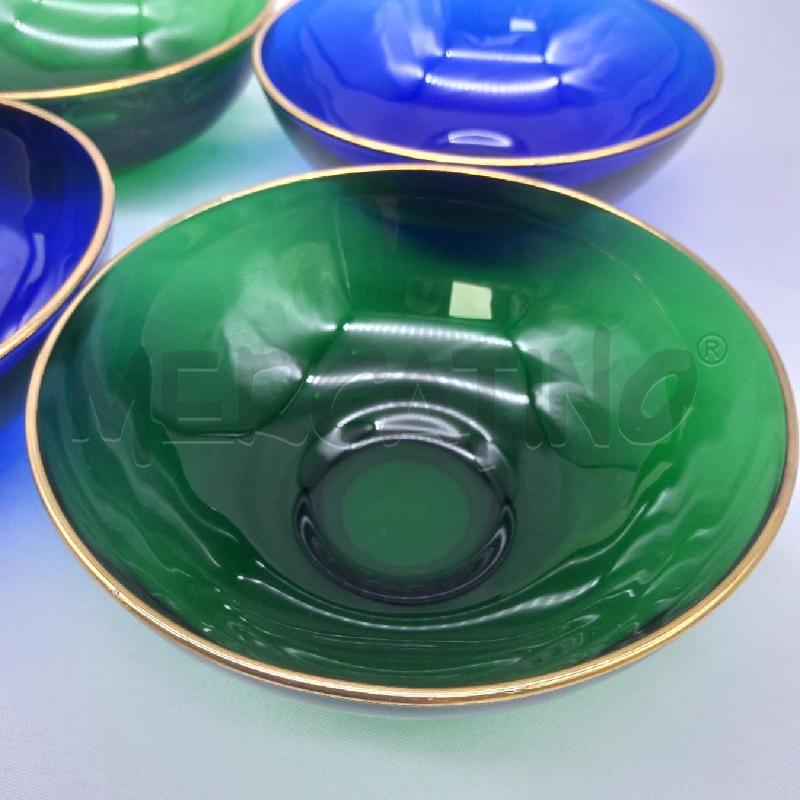 CIOTOLE PZ. 6 VETRO VERDE/BLU BORDO ORO | Mercatino dell'Usato San maurizio canavese 3