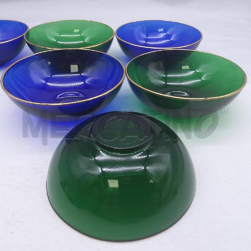 CIOTOLE PZ. 6 VETRO VERDE/BLU BORDO ORO | Mercatino dell'Usato San maurizio canavese 4