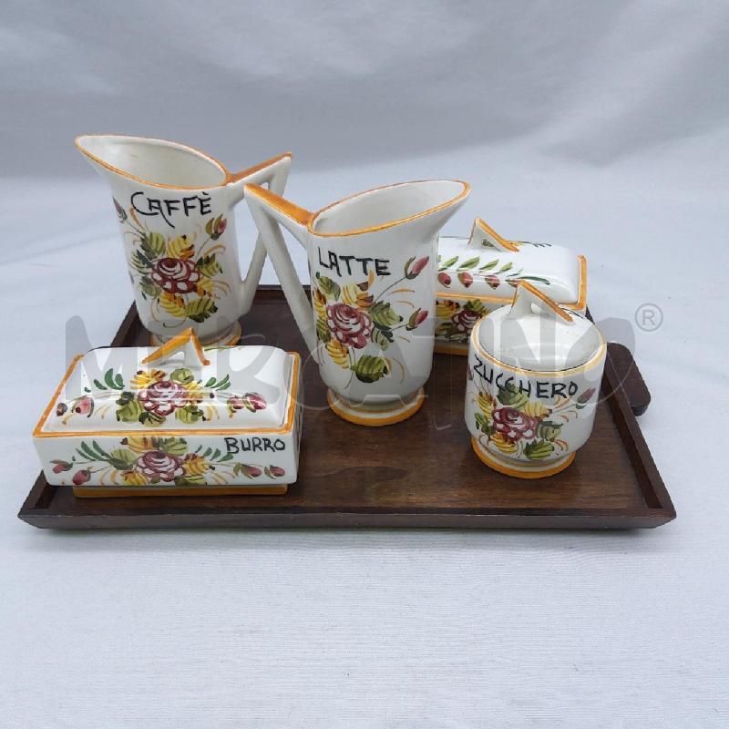 COLAZIONE SET CERAMICA BURRO+MARMELLATA+ZUCC+LATT+CAFF+VASSOIO | Mercatino dell'Usato San maurizio canavese 1