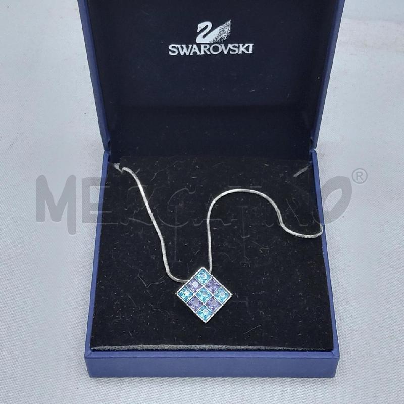 COLLANA SWAROVSKI CIONDOLO QUADRATO PUNTO LUCE AZZURRO VIOLA  | Mercatino dell'Usato San maurizio canavese 1