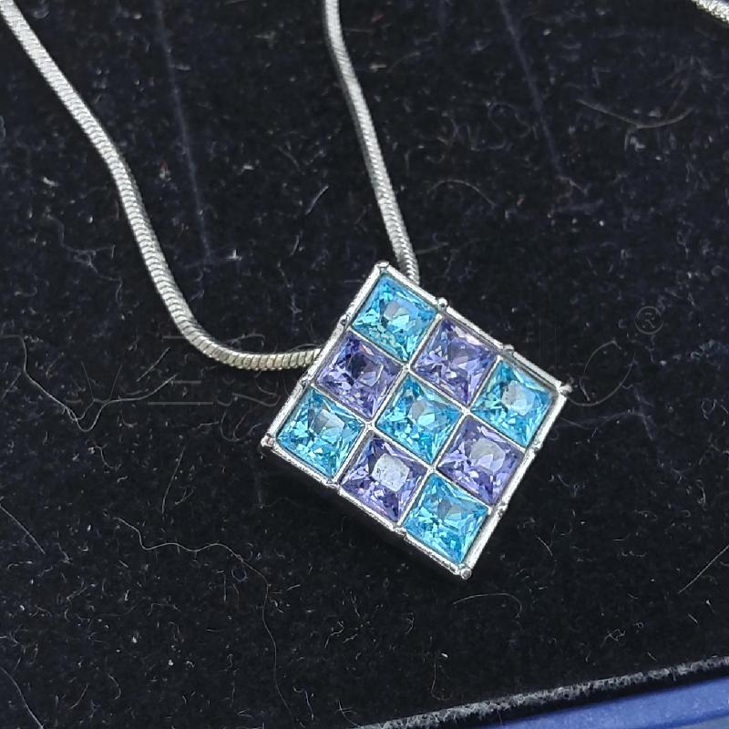 COLLANA SWAROVSKI CIONDOLO QUADRATO PUNTO LUCE AZZURRO VIOLA  | Mercatino dell'Usato San maurizio canavese 2