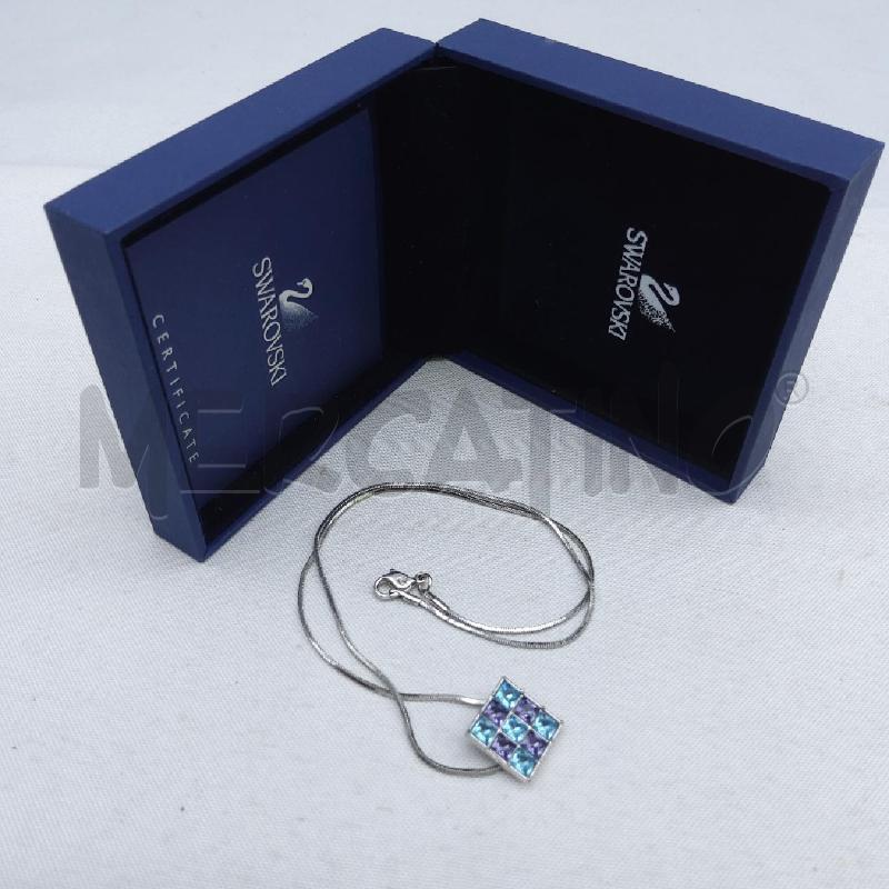 COLLANA SWAROVSKI CIONDOLO QUADRATO PUNTO LUCE AZZURRO VIOLA  | Mercatino dell'Usato San maurizio canavese 4