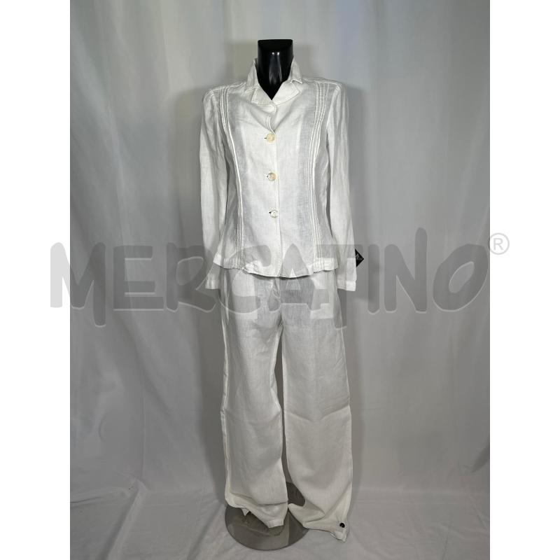 COMPLETO DONNA MARELLA GIACCA E PANTALONE BIANCO LINO  | Mercatino dell'Usato San maurizio canavese 1