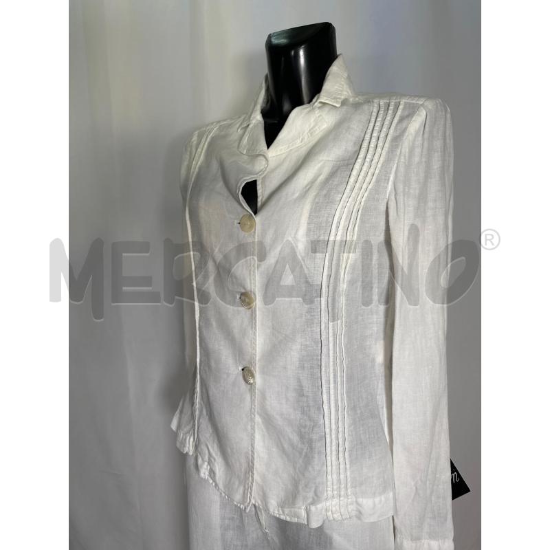 COMPLETO DONNA MARELLA GIACCA E PANTALONE BIANCO LINO  | Mercatino dell'Usato San maurizio canavese 4