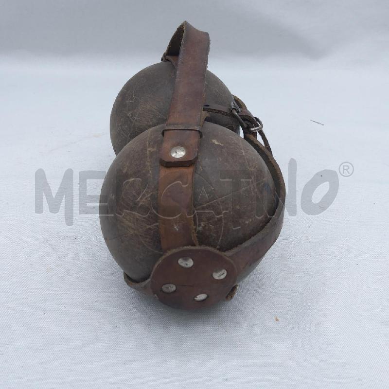 COPPIA BOCCE LEGNO MARRONE EPOCA CONTENITORE CUOIO | Mercatino dell'Usato San maurizio canavese 2