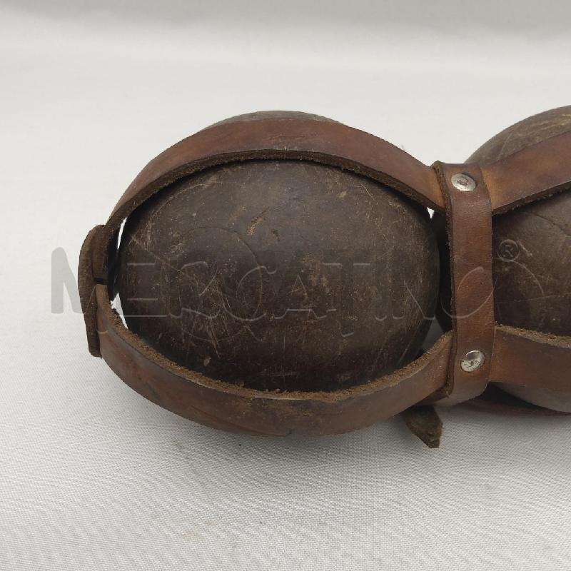 COPPIA BOCCE LEGNO MARRONE EPOCA CONTENITORE CUOIO | Mercatino dell'Usato San maurizio canavese 3