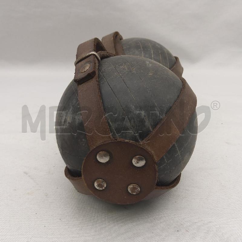 COPPIA BOCCE LEGNO NERO EPOCA CONTENITORE CUOIO | Mercatino dell'Usato San maurizio canavese 3