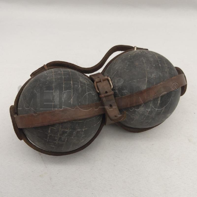 COPPIA BOCCE LEGNO NERO EPOCA CONTENITORE CUOIO | Mercatino dell'Usato San maurizio canavese 4