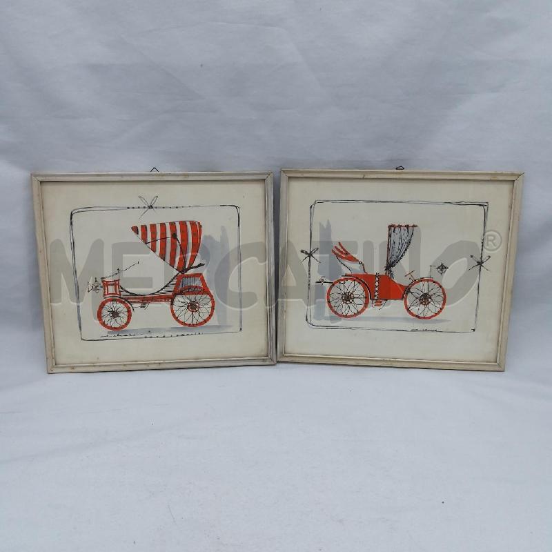COPPIA QUADRETTI VECCHI ACQURELLO AUTO EPOCA | Mercatino dell'Usato San maurizio canavese 1