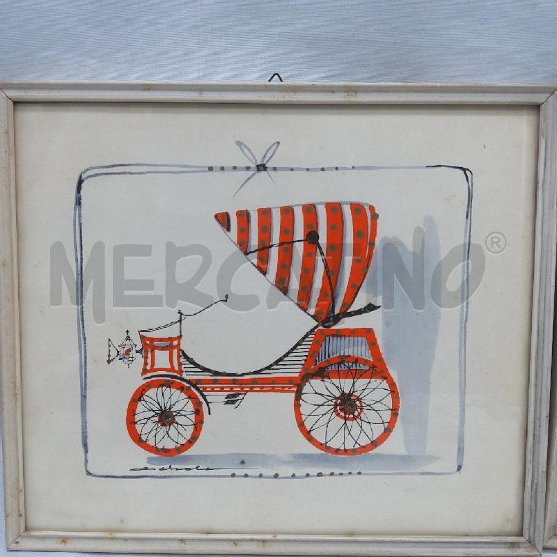 COPPIA QUADRETTI VECCHI ACQURELLO AUTO EPOCA | Mercatino dell'Usato San maurizio canavese 2