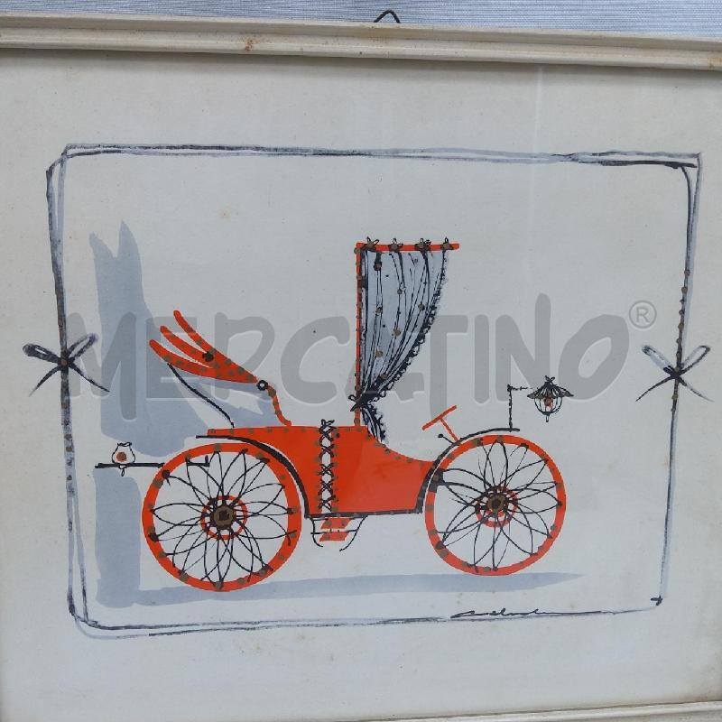 COPPIA QUADRETTI VECCHI ACQURELLO AUTO EPOCA | Mercatino dell'Usato San maurizio canavese 3