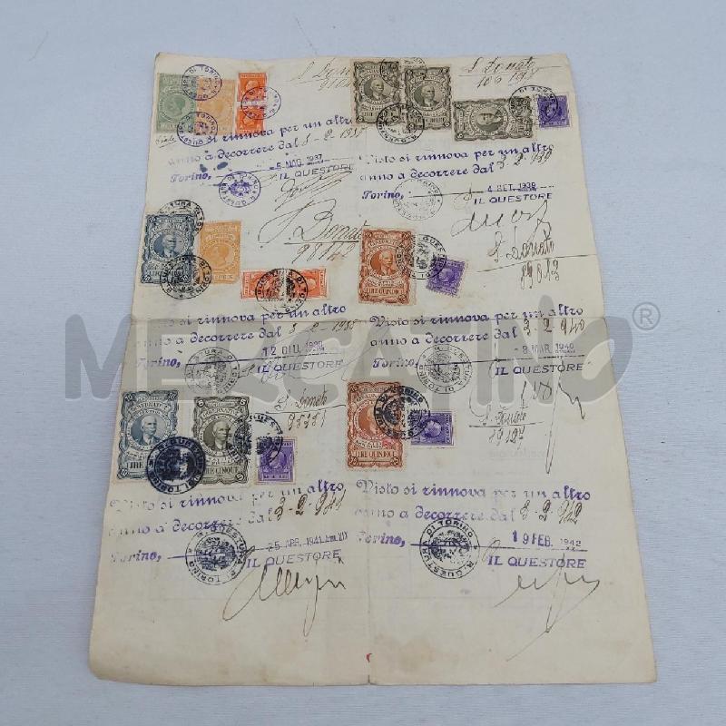 DOCUMENTO RINNOVO VISTO ANNI 1940 | Mercatino dell'Usato San maurizio canavese 1