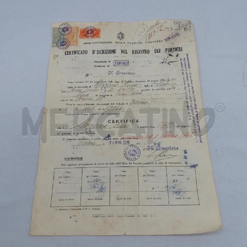 DOCUMENTO RINNOVO VISTO ANNI 1940 | Mercatino dell'Usato San maurizio canavese 2