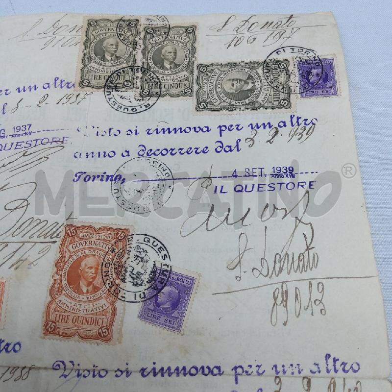 DOCUMENTO RINNOVO VISTO ANNI 1940 | Mercatino dell'Usato San maurizio canavese 4