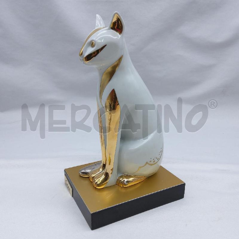 GATTO  CERAMICA CARPIE BIANCO ORO | Mercatino dell'Usato San maurizio canavese 1