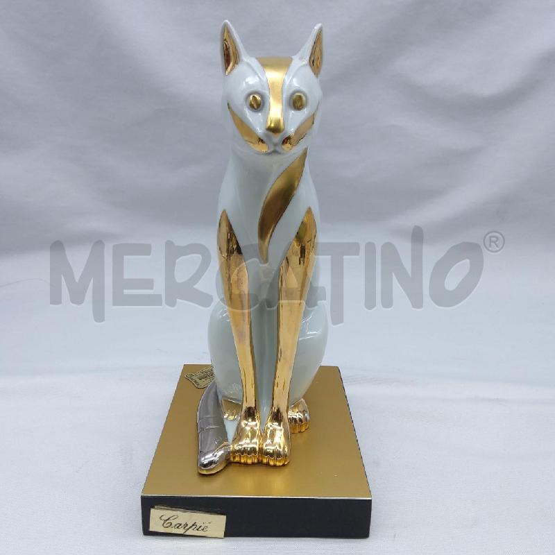 GATTO  CERAMICA CARPIE BIANCO ORO | Mercatino dell'Usato San maurizio canavese 2