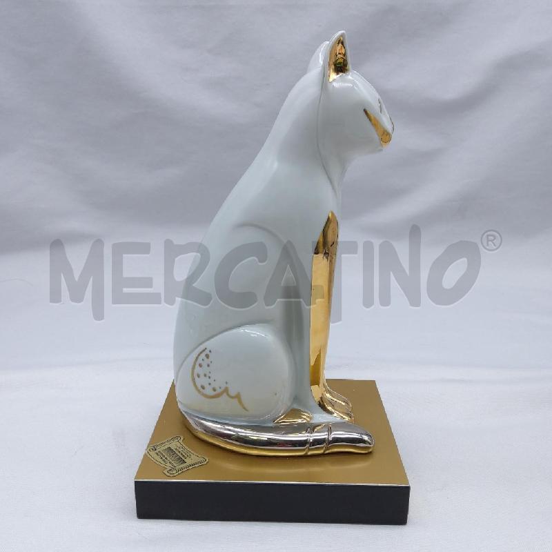 GATTO  CERAMICA CARPIE BIANCO ORO | Mercatino dell'Usato San maurizio canavese 3