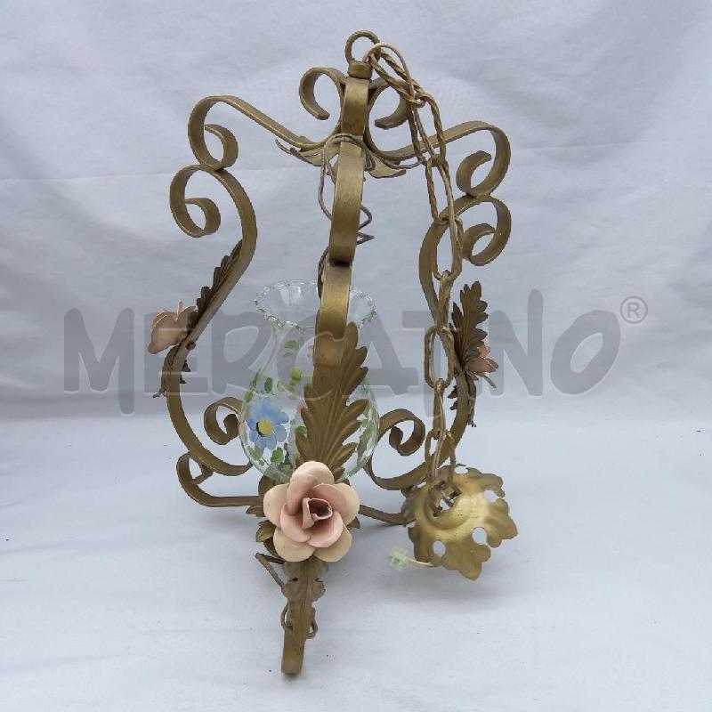 LAMPADARIO 1 LUCE MET DORATO ROSELLINE | Mercatino dell'Usato San maurizio canavese 1