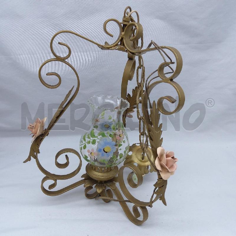 LAMPADARIO 1 LUCE MET DORATO ROSELLINE | Mercatino dell'Usato San maurizio canavese 3