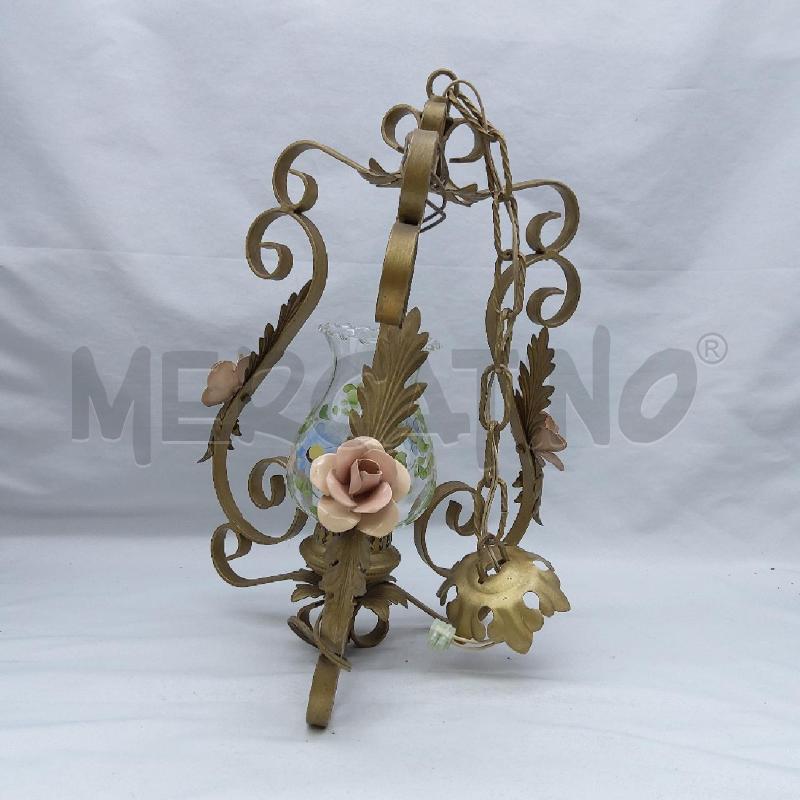 LAMPADARIO 1 LUCE MET DORATO ROSELLINE | Mercatino dell'Usato San maurizio canavese 5