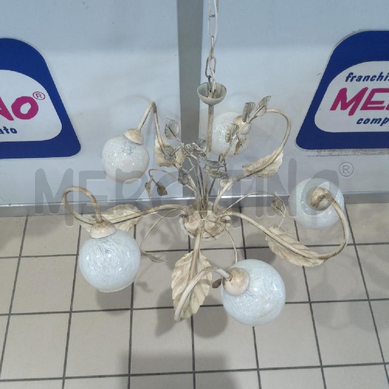 LAMPADARIO 5 LUCI MET CREMA FOGLIE | Mercatino dell'Usato San maurizio canavese 2