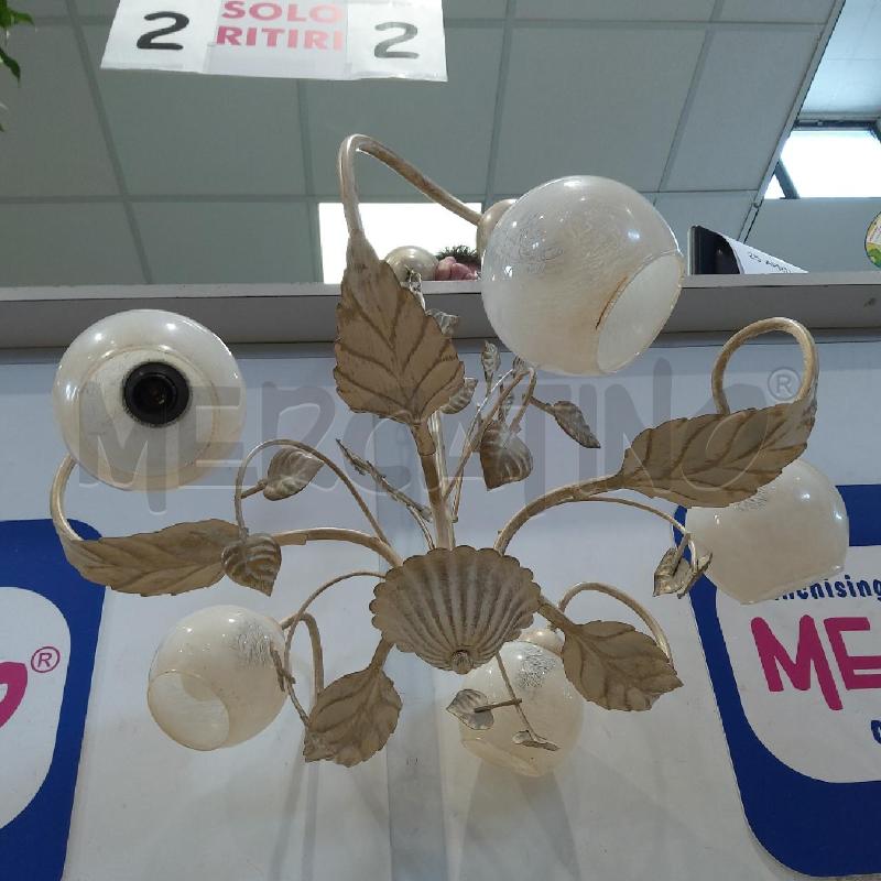 LAMPADARIO 5 LUCI MET CREMA FOGLIE | Mercatino dell'Usato San maurizio canavese 3