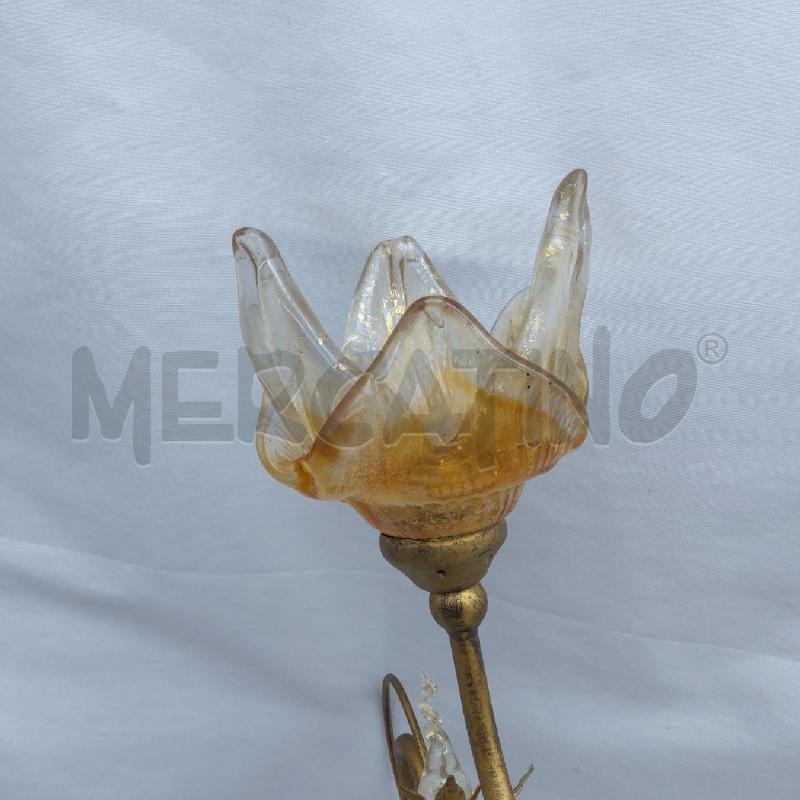 LAMPADARIO 6 LUCI CALLE AMBRA FOGLIE DORATE | Mercatino dell'Usato San maurizio canavese 4