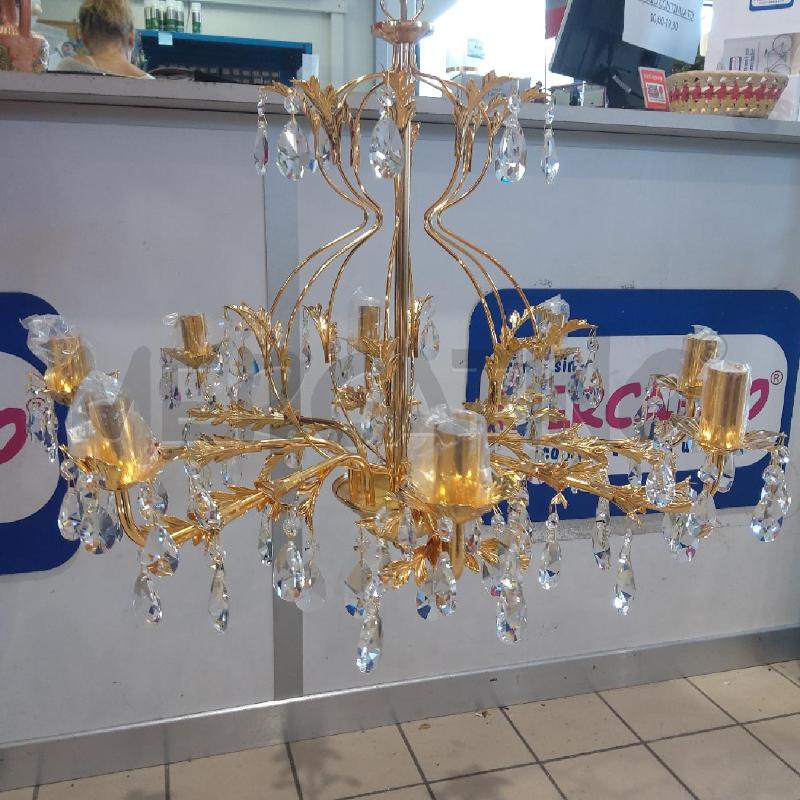 LAMPADARIO 8 LUCI DORATO TRIPUDIO GOCCE | Mercatino dell'Usato San maurizio canavese 4