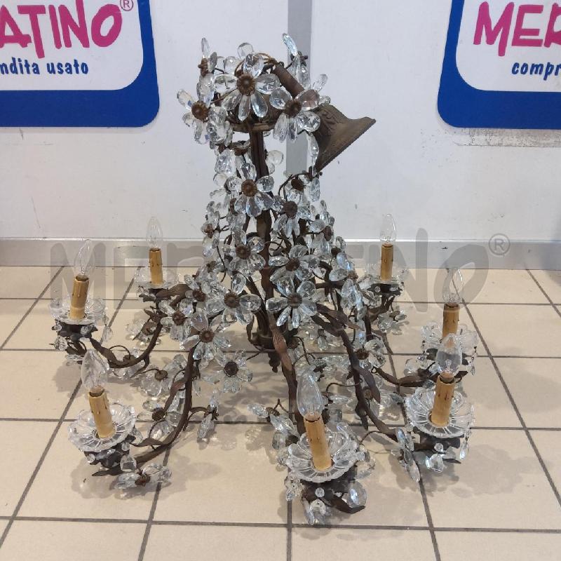 LAMPADARIO 8 LUCI FIORI VETRO GOCCE | Mercatino dell'Usato San maurizio canavese 1