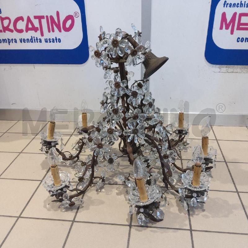 LAMPADARIO 8 LUCI FIORI VETRO GOCCE | Mercatino dell'Usato San maurizio canavese 3