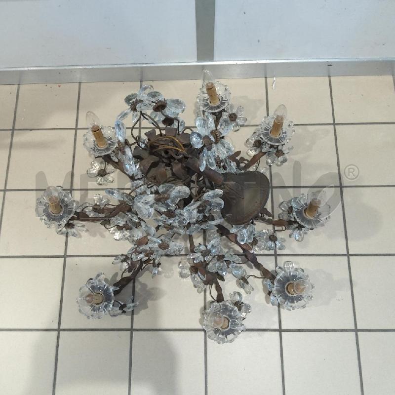 LAMPADARIO 8 LUCI FIORI VETRO GOCCE | Mercatino dell'Usato San maurizio canavese 4
