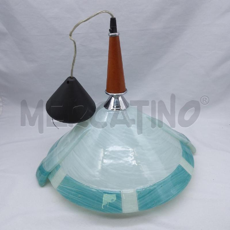 LAMPADARIO AZZ VERDE SFUMATO GAMBO LEGNO  | Mercatino dell'Usato San maurizio canavese 1