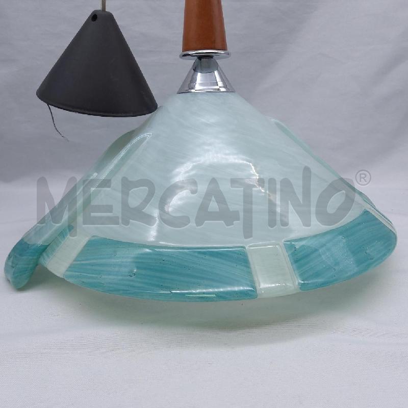 LAMPADARIO AZZ VERDE SFUMATO GAMBO LEGNO  | Mercatino dell'Usato San maurizio canavese 2