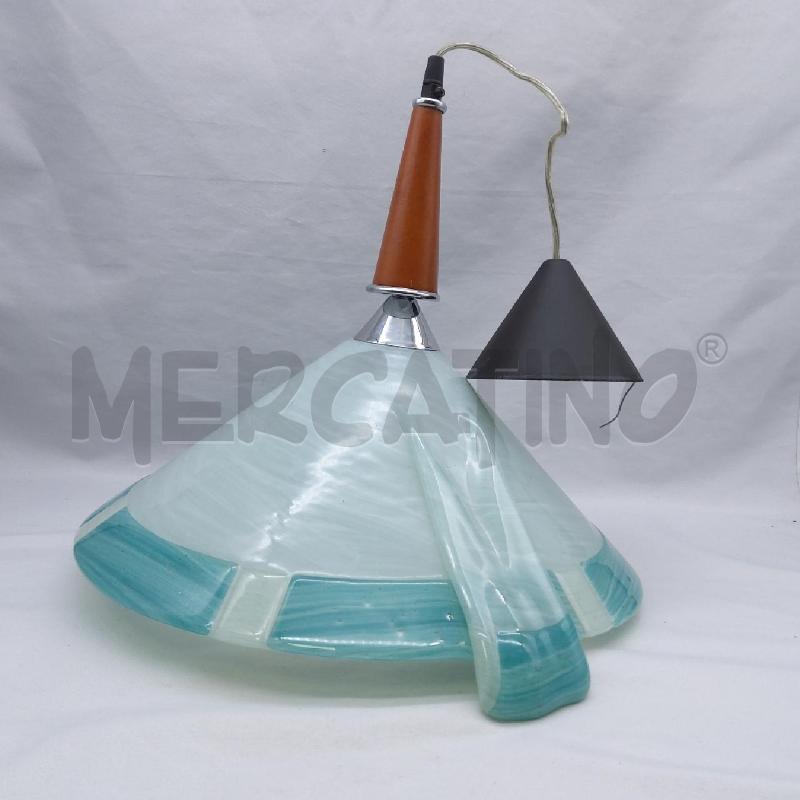 LAMPADARIO AZZ VERDE SFUMATO GAMBO LEGNO  | Mercatino dell'Usato San maurizio canavese 3