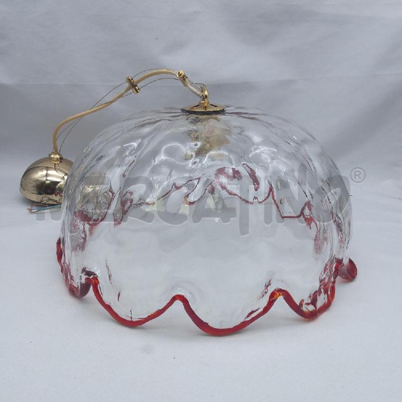 LAMPADARIO CAMPANA VETRO MURANO MURRINA SMERLATO BDO ROSSO | Mercatino dell'Usato San maurizio canavese 1