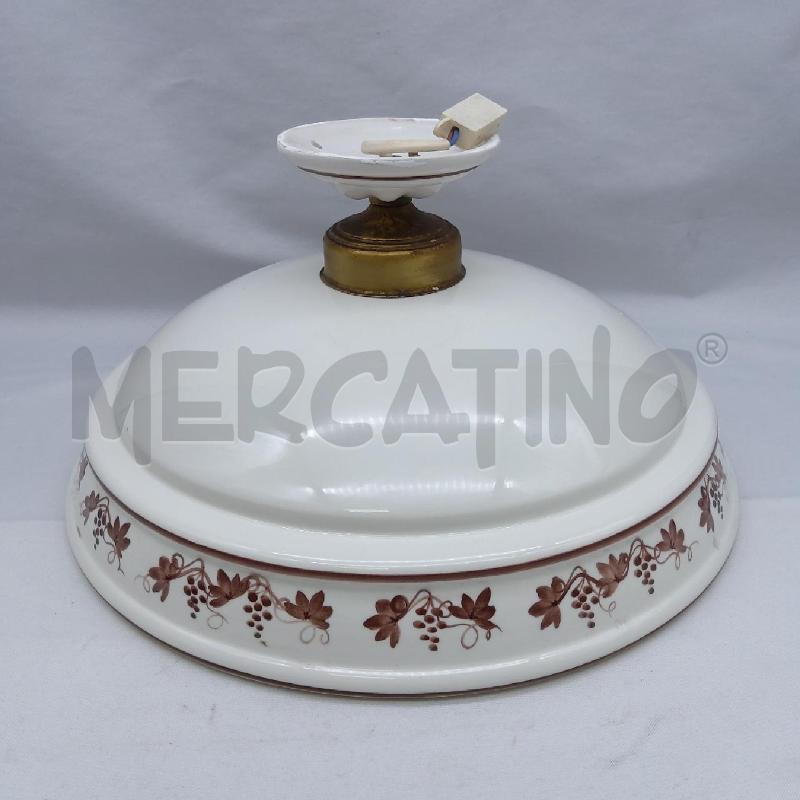LAMPADARIO CERAMICA ROTONDO BIANCO GRAPPOLI UVA | Mercatino dell'Usato San maurizio canavese 1