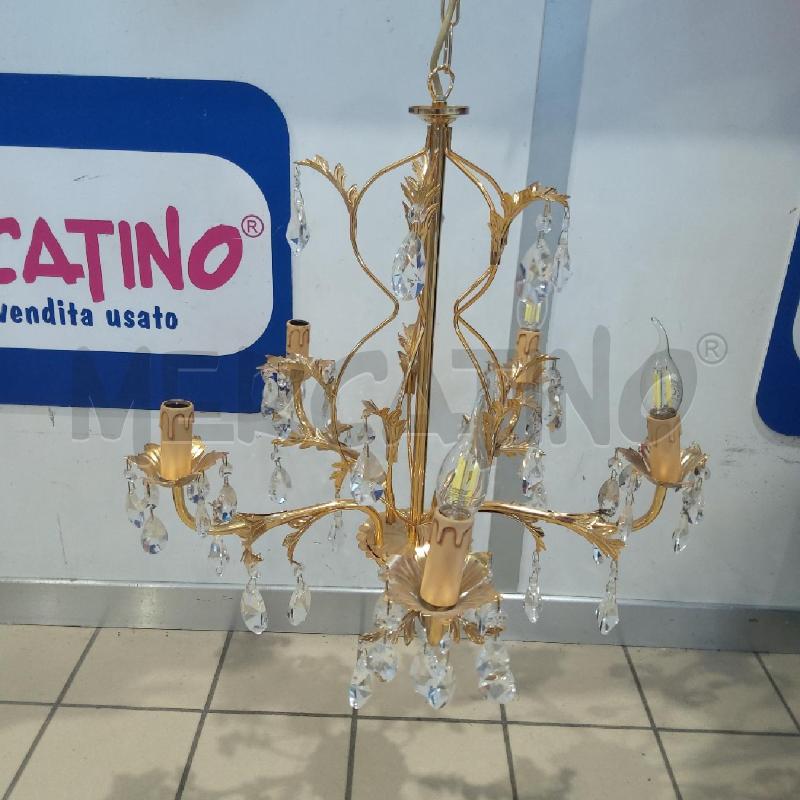 LAMPADARIO FOGLIE DORATE GOCCE 5 LUCI  | Mercatino dell'Usato San maurizio canavese 1