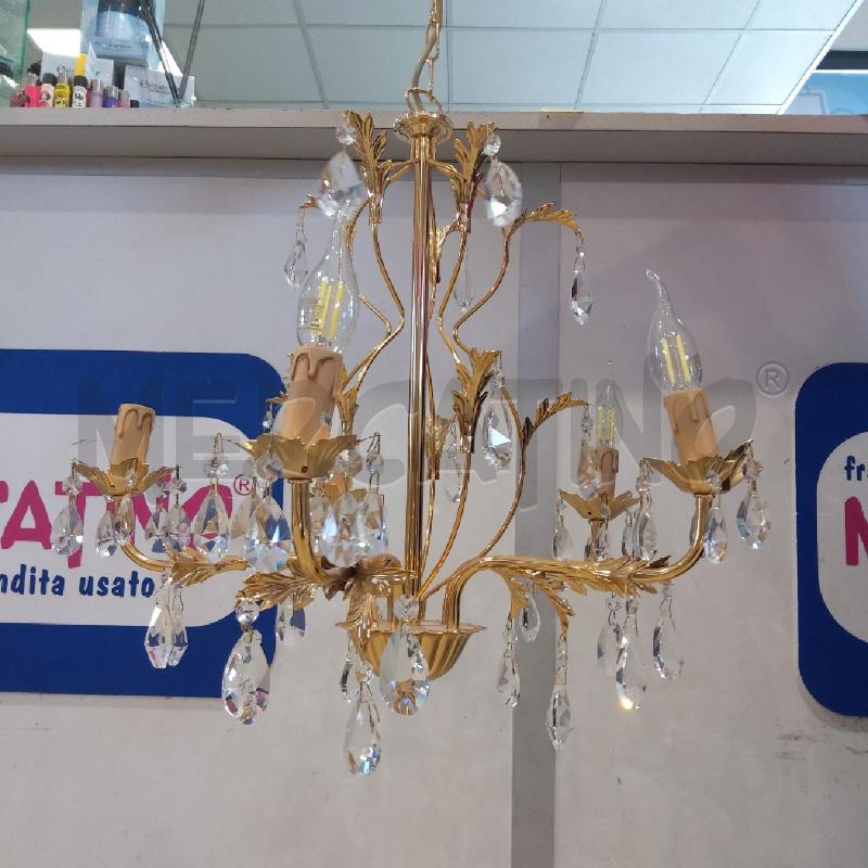 LAMPADARIO FOGLIE DORATE GOCCE 5 LUCI  | Mercatino dell'Usato San maurizio canavese 2
